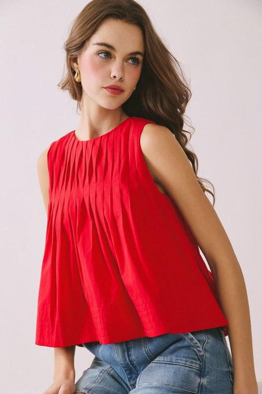 Going Out Pleated Tank