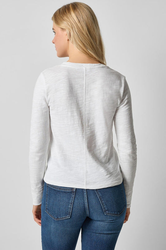 Long Sleeve Self Trim V-Neck