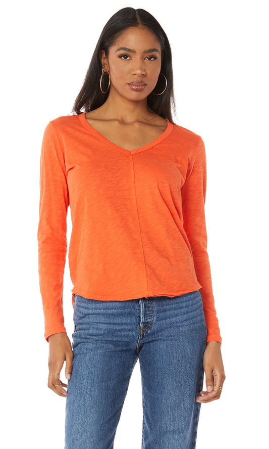 V-Neck L/S CF Seam Detail Tee