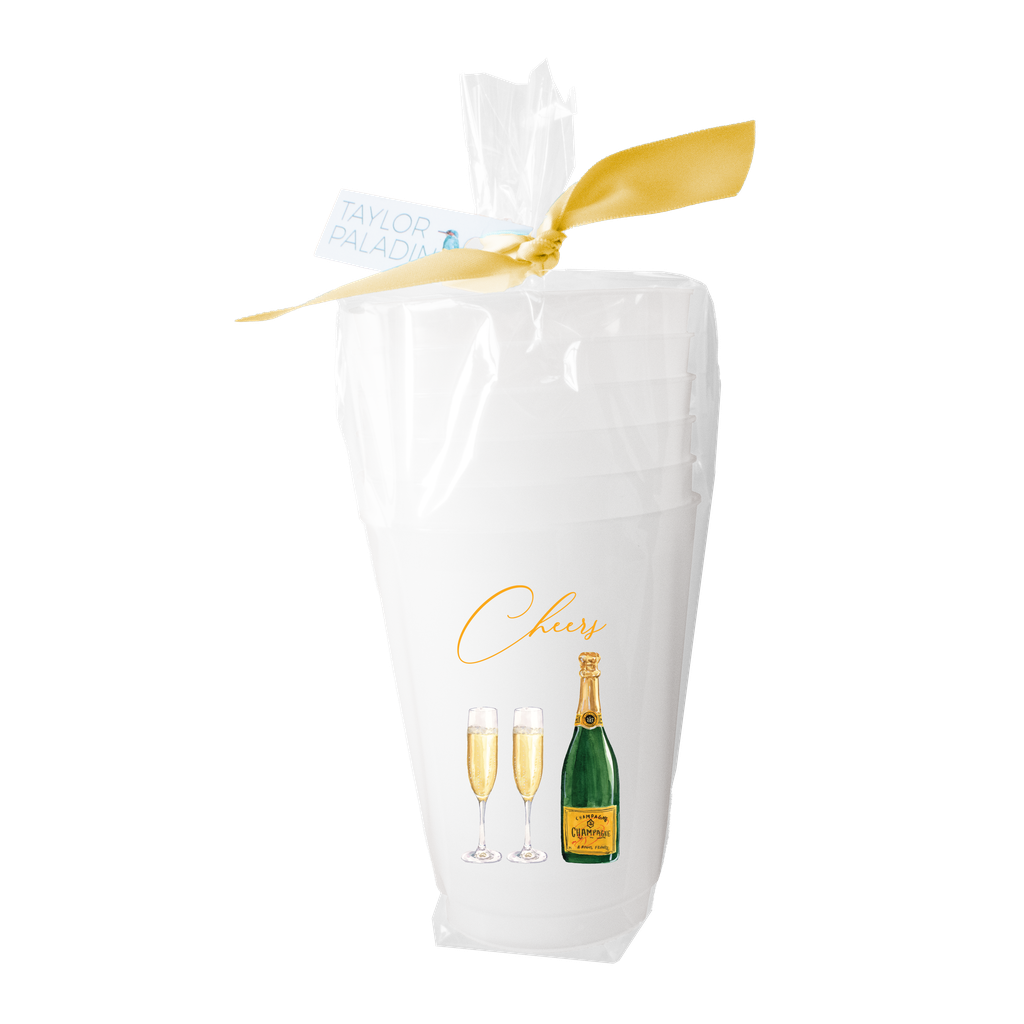 Cheers Champagne Bottle Frosted Cup
