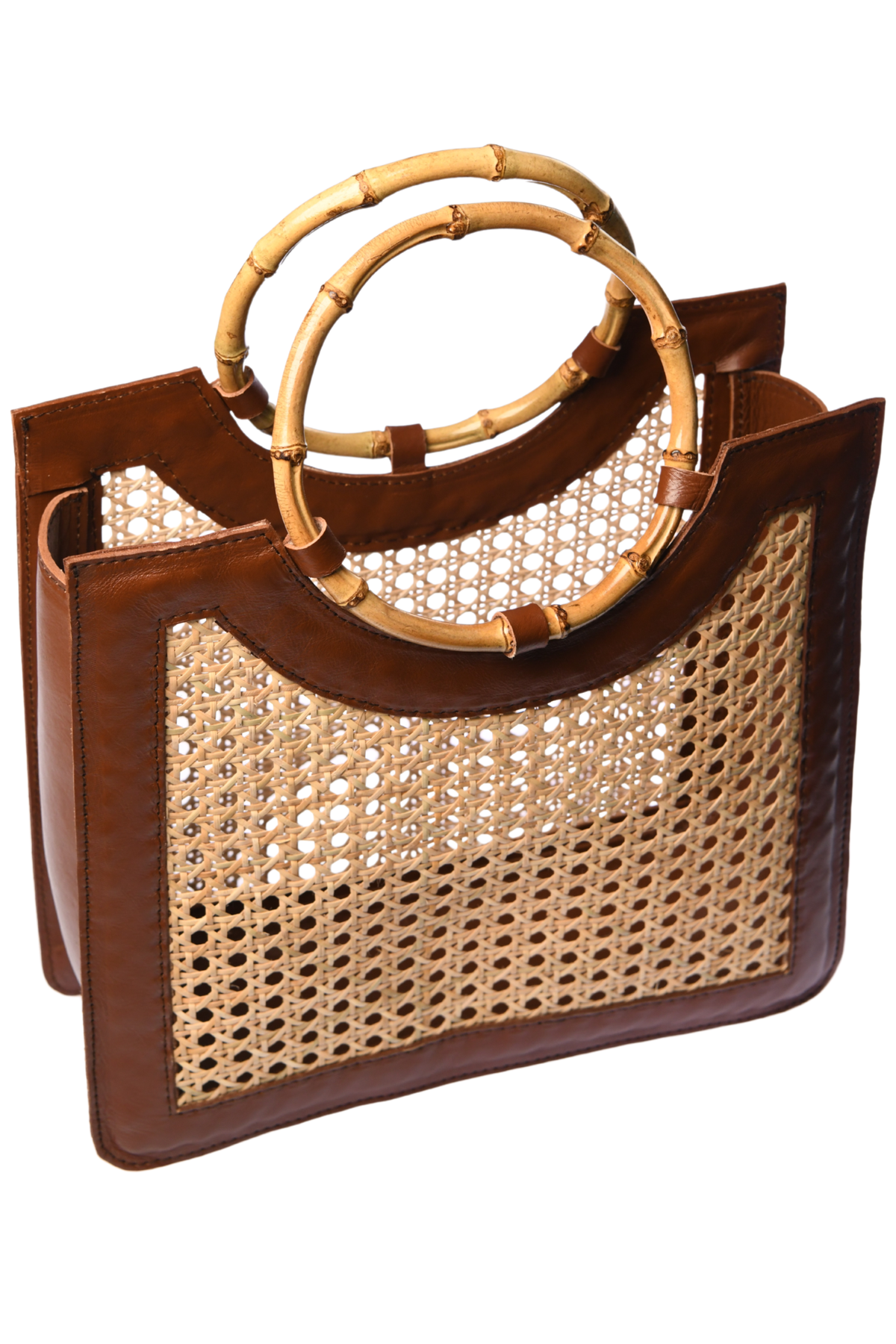 Bamboo Handle Wicker Bag