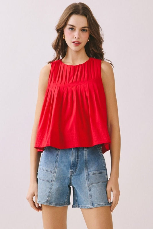 Going Out Pleated Tank