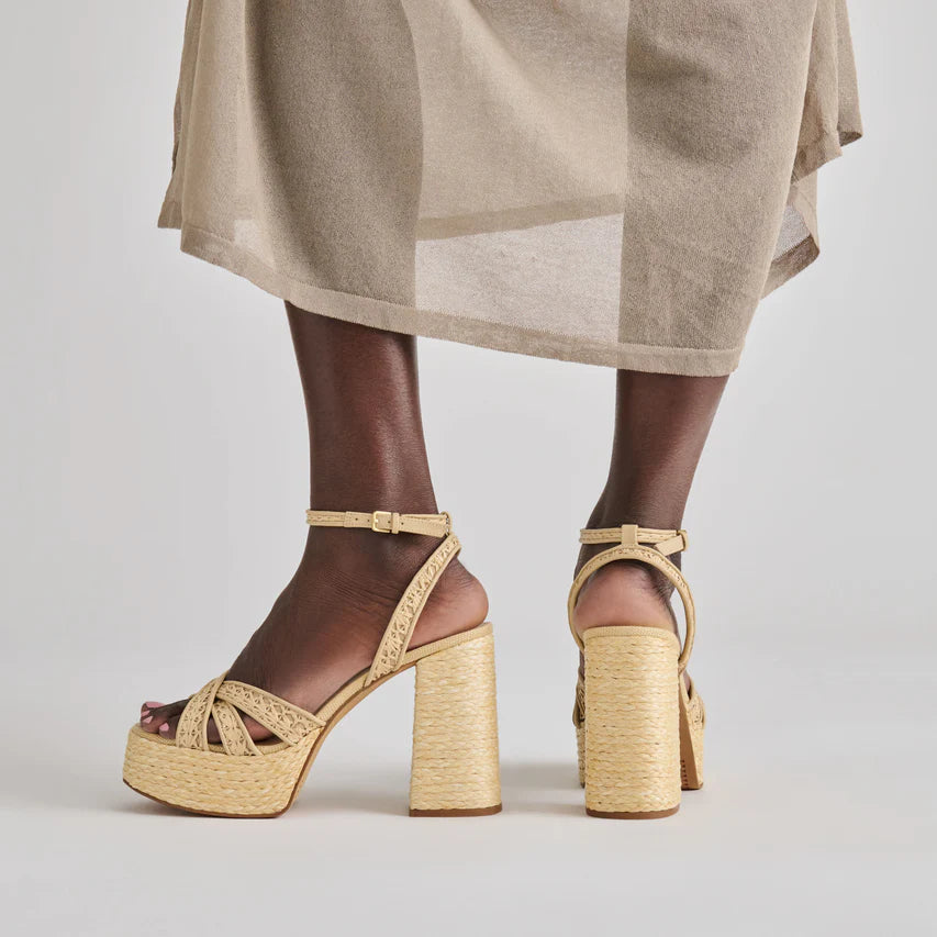 Danila Heels Lt Natural Cross Hatch Raffia