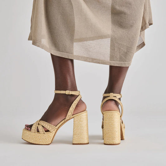 Danila Heels Lt Natural Cross Hatch Raffia