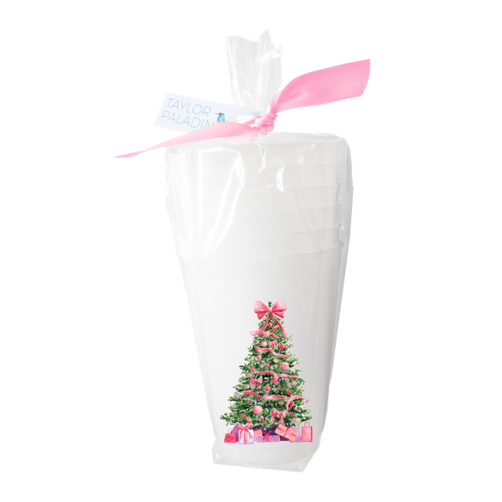 Pink Christmas Tree Frosted Cups