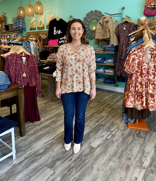 Flowers in the Fall V-Neck Top