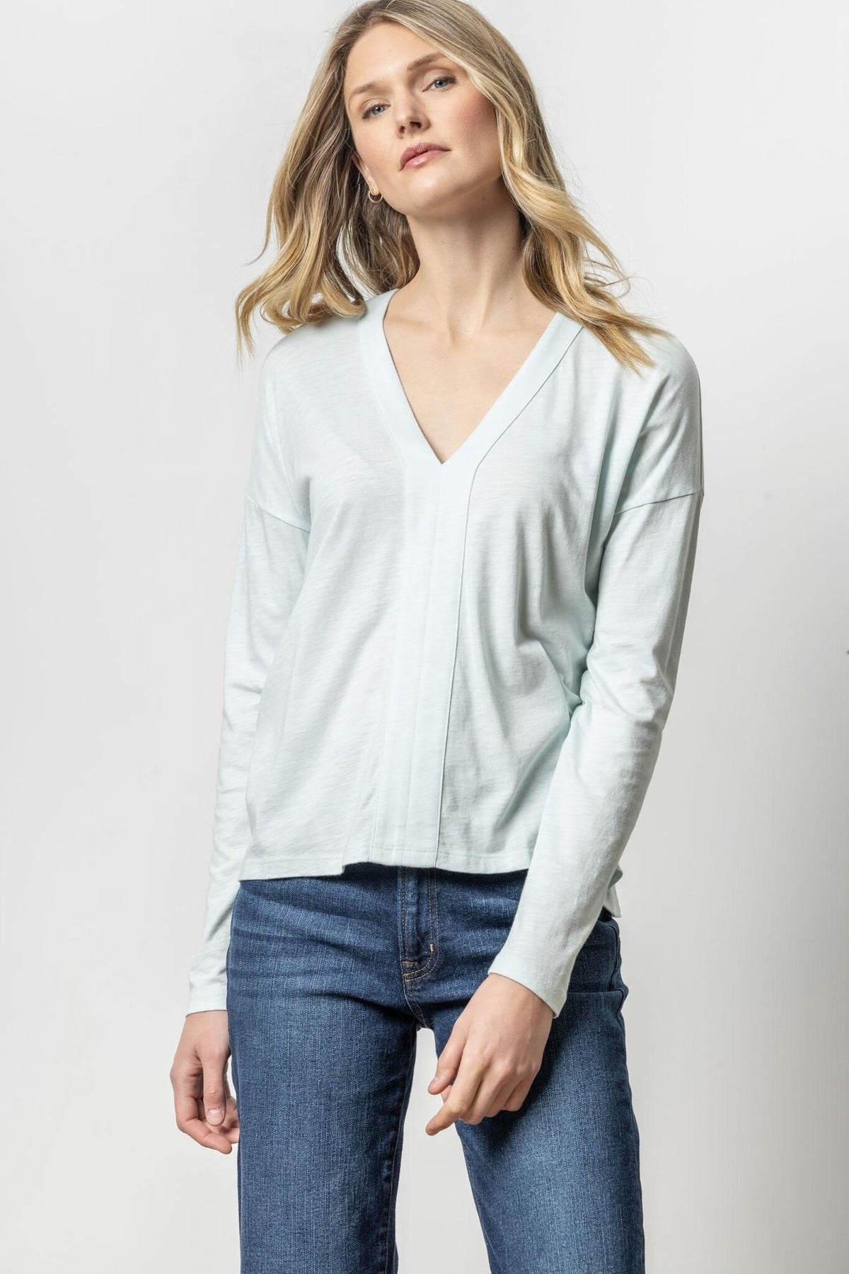 Drop Shoulder V-Neck Top