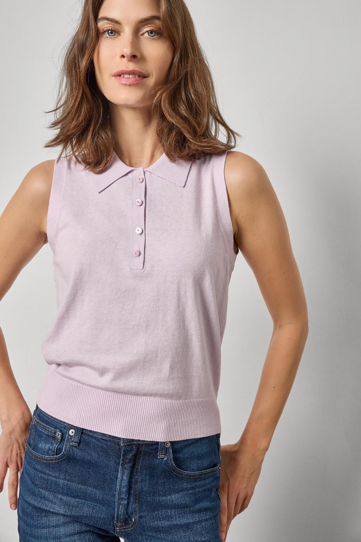 Sleeveless Polo Sweater