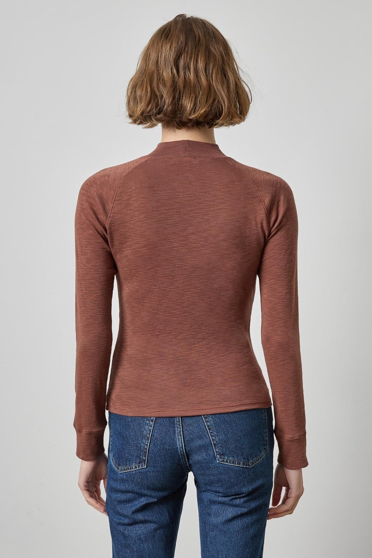 Raglan Long Sleeve Mock Neck