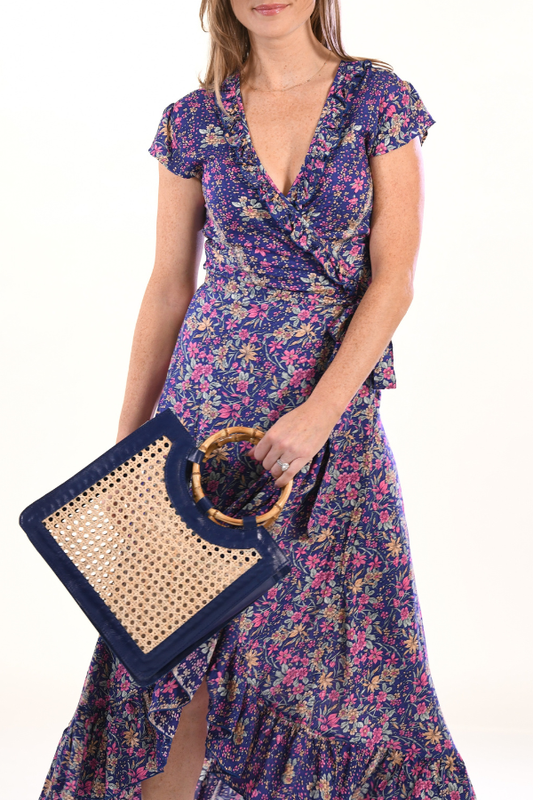 Bamboo Handle Wicker Bag