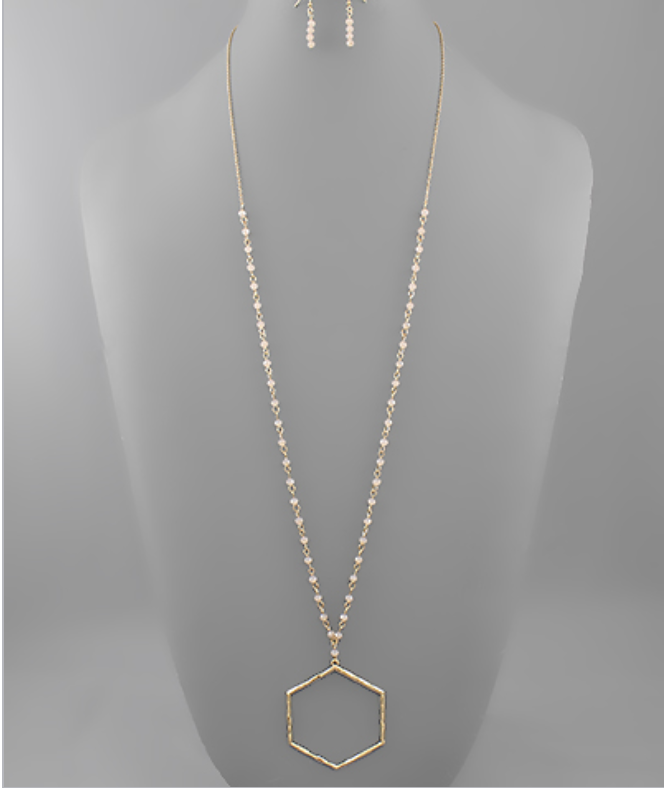 Shell Hexagon Circle Chain Necklace