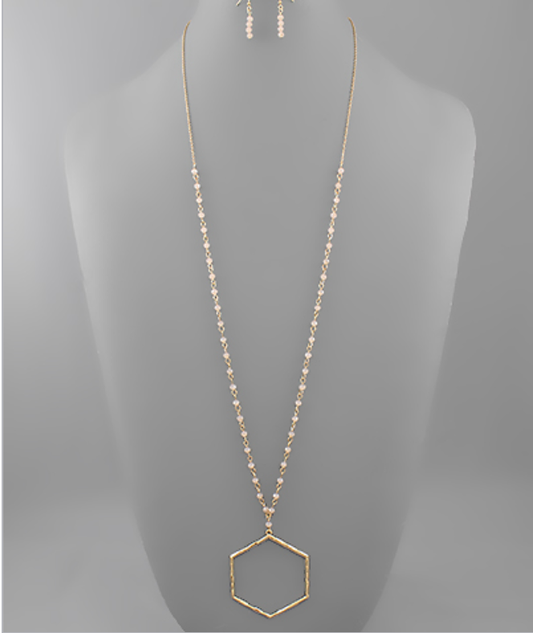 Shell Hexagon Circle Chain Necklace