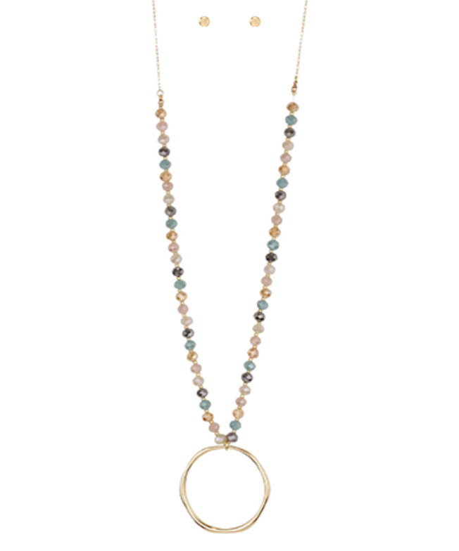 Glass Beads Circle Long Necklace