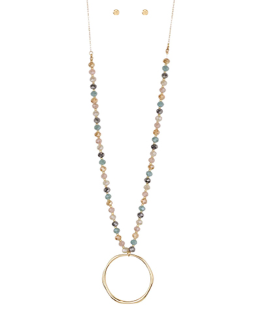 Glass Beads Circle Long Necklace