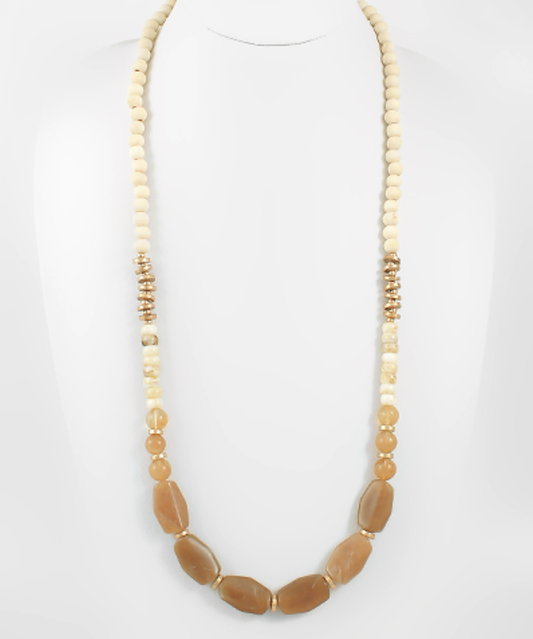 Wood Ball & Acetate Long Necklace