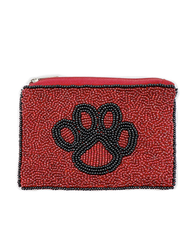Paw Print Beaded Coin Purse