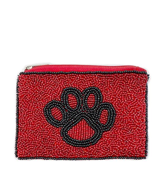 Paw Print Beaded Coin Purse
