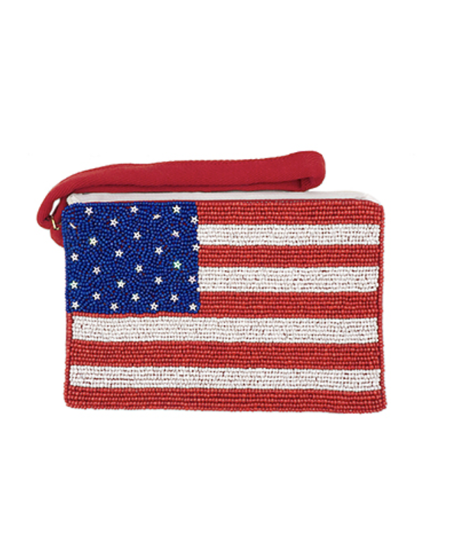 USA Beaded Flag Pouch