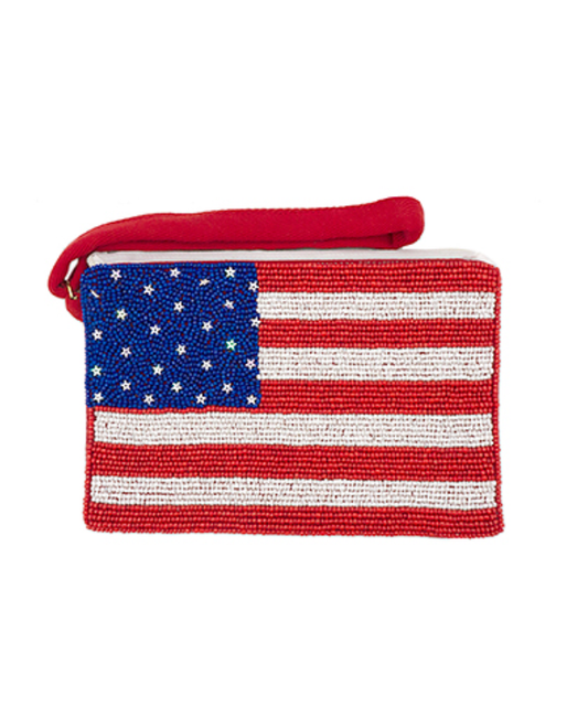 USA Beaded Flag Pouch