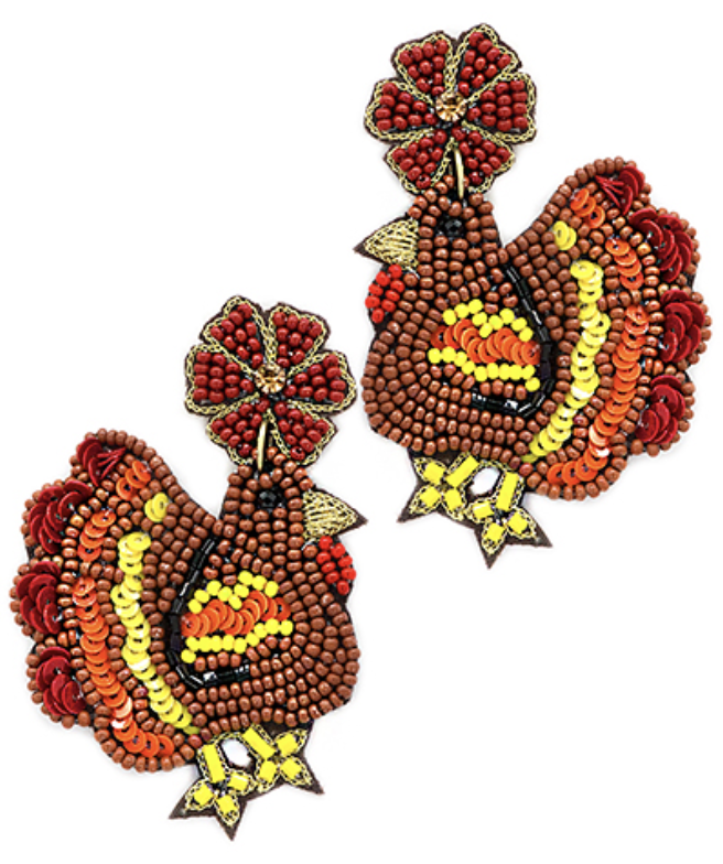Turkey Time Beaded Earring