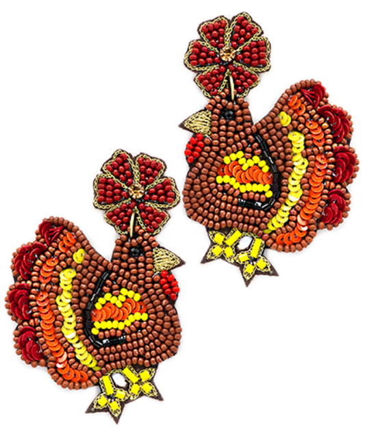 Turkey Time Beaded Earring