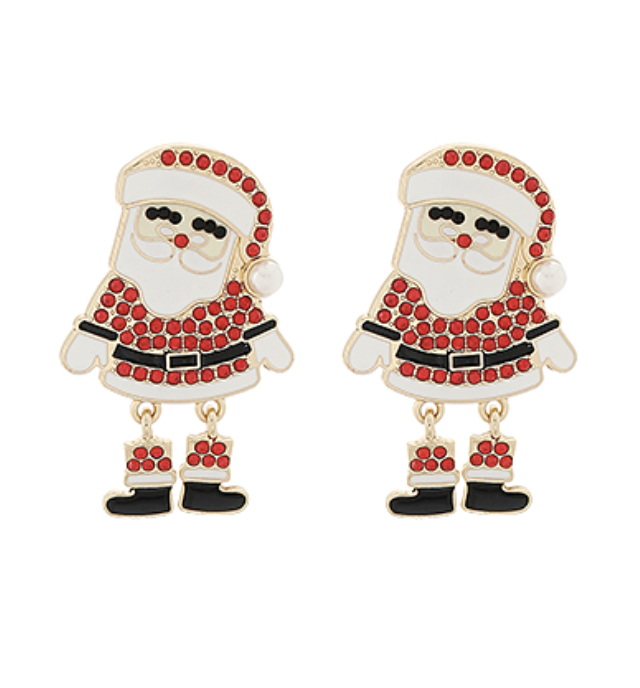 Shimmery Santa Earrings