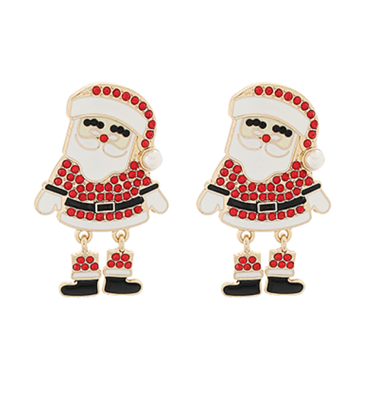 Shimmery Santa Earrings