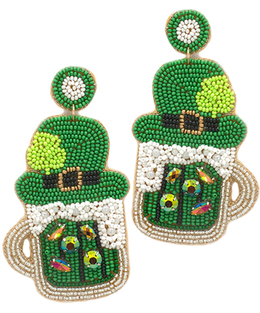 St. Patrick’s Beer Wearing Hat Earrings