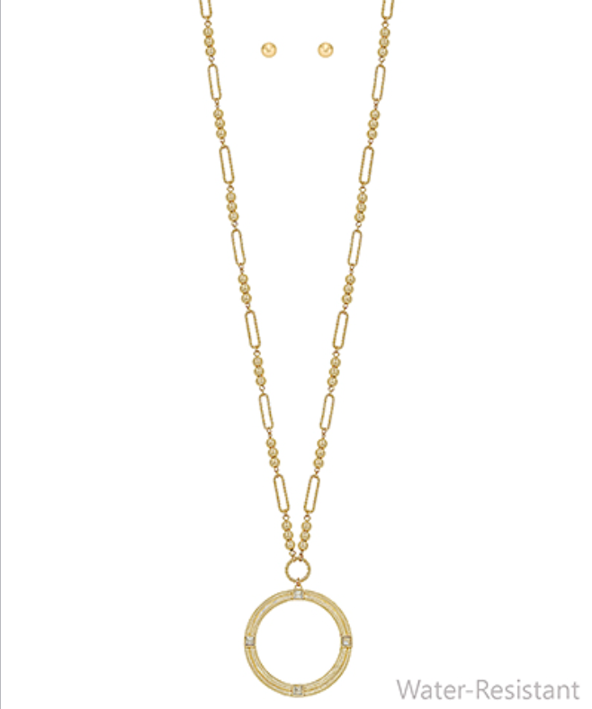 Clip Chain Round Pendant Necklace
