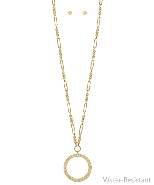 Clip Chain Round Pendant Necklace