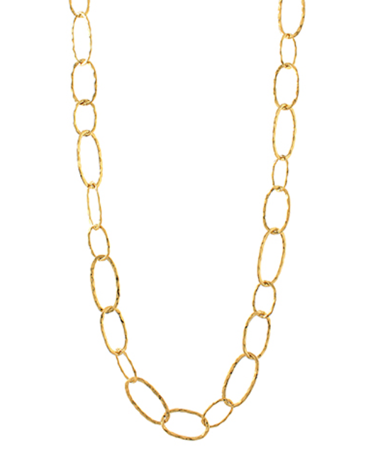 Textured Oval Link Long Necklace
