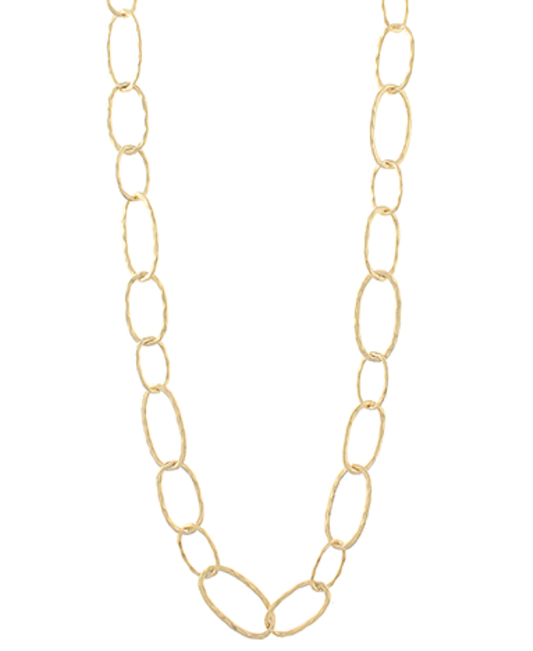 Textured Oval Link Long Necklace